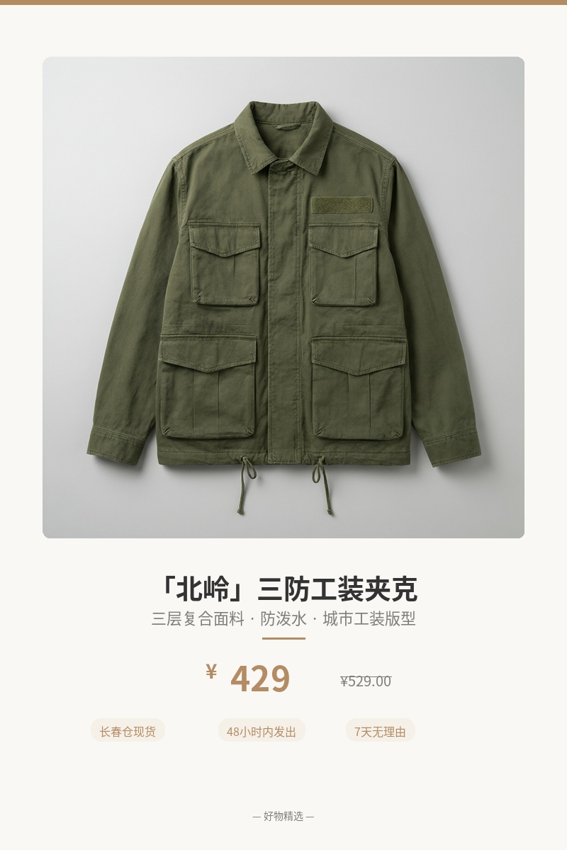 「北岭」三防工装夹克 细节图 1