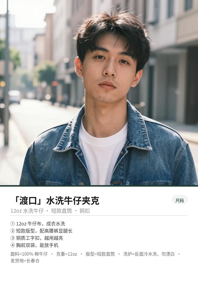 「渡口」水洗牛仔夹克 细节图 3